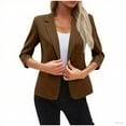 thumbnail image 4 of Abomasnow Blazers for Women Business Casual 3/4 Sleeve Notch Lapel Work Office Blazer Slim Fit Sing Button Jacket Blazer with Pockets, 4 of 7