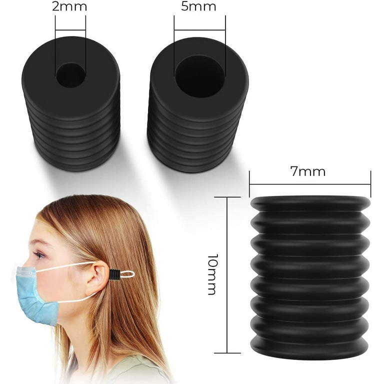 Cord Locks Silicone Toggles for Drawstrings Elastic Mask Adjustment Buckle Rope Adjuster Non Slip Cord Stopper for Adults, Kids(Black-200 Pcs) (100