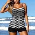 thumbnail image 4 of qucoqpe Tankini Swimsuits for Women Fashion Polka Dot Print Backless Spaghetti Strap Two Piece Modest Bathing Suits Summer Beach Swimwear with Shorts, 4 of 8
