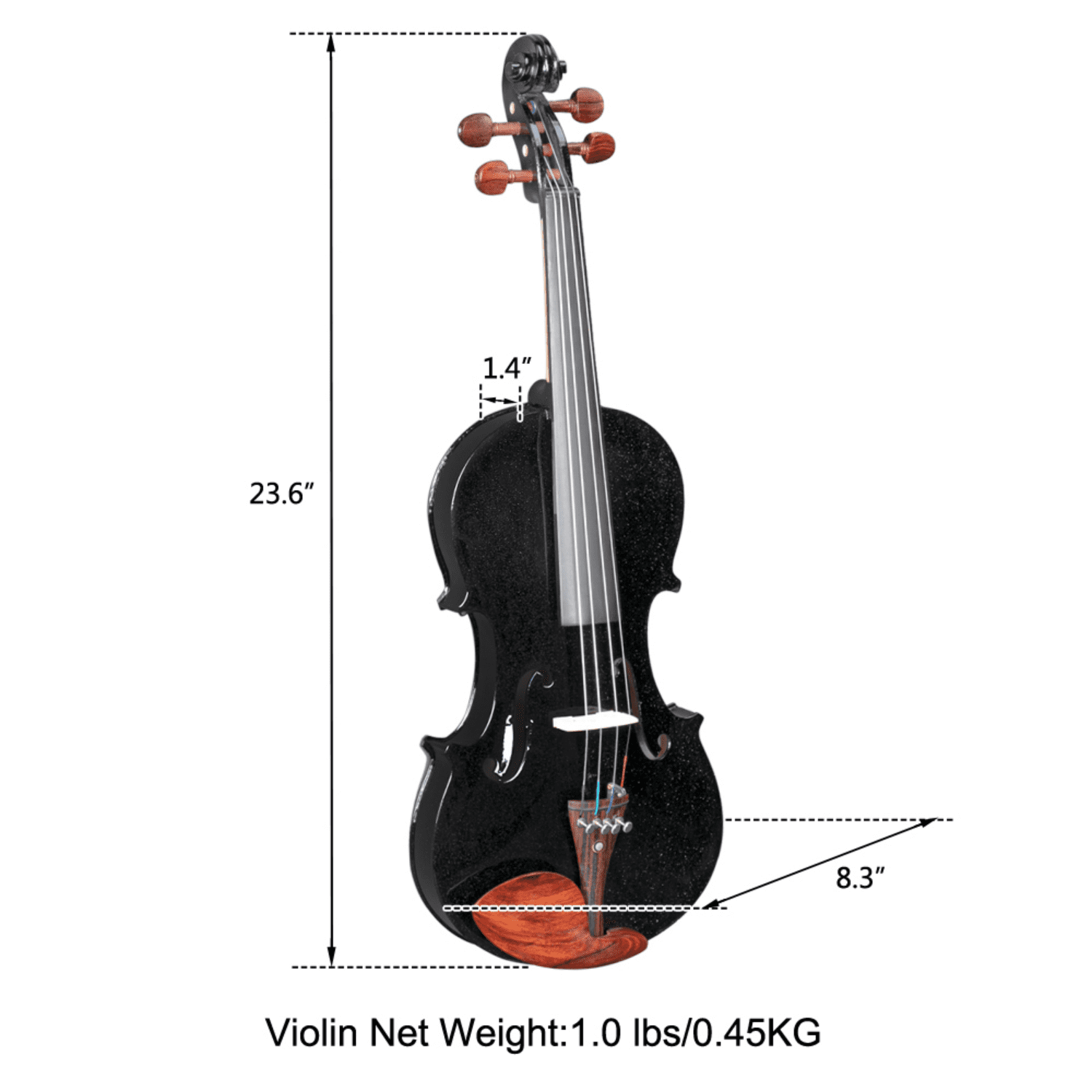 Hassch Violin 4/4, Acoustic Fiddle for Beginners with Case, Bow, Rosin, Strings, Turner, Wipe Cloth and Shoulder Rest, Black
