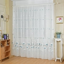 YiJuHui 4pcs Elegant Small Chrysanthemum Embroidered Window Curtain Sheer Breathable Polyester for Living Room Bedroom Door Scarf Valance 100*200cm