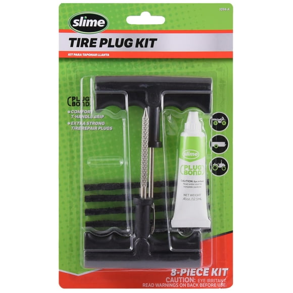 Slime 1034-A Kit de Réparation de Pneus Alésoir Prise Moyenne Robuste Type Poignée T et Bond Ensemble de 8 Pcs