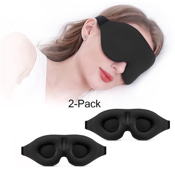 Asunby 2 Pack 3D Sleep Mask for Side Sleepers, 100% Blackout Zero Pressure Eye Mask, Soft Breathable Night Blindfold for Women Men Travel Nap