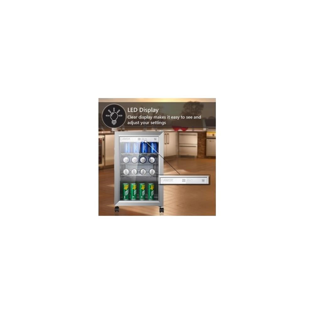 Pemberly Row Modern LED Display Outdoor Refrigerator in White