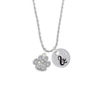 thumbnail image 2 of Delight Jewelry Silvertone Large Paw with Clear Crystals Silvertone Script Initial Disc - & - Charm Necklace, 20"+3", 2 of 4