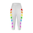 thumbnail image 4 of lcziwo Capri Workout Leggings for Women Valentine's Day Heart Print Tight Capris Casual Elastic High Waisted Cropped Yoga Pants White XL,, 4 of 5