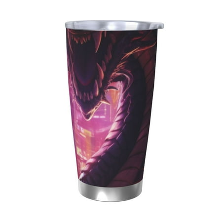 

Gukieu Neon Futuristic Dragon Print 20OZ Car Cup Vacuum Stainless Steel Leak-proof Thermos Cup Unisex Suitable for Home Outdoor and Sports-Without Straw