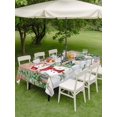 thumbnail image 3 of Outdoor Tablecloth with Umbrella Hole and Zipper, Retro Christmas Rectangle Table Cloth 60x102 Inch Waterproof Tablecloth, Red Snowman Pine Tree Snowflake Elk Wooden Picnic Table Cover for Patio, 3 of 7