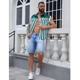 thumbnail image 6 of Denim Vest for Men Print Sleeveless Jean Jacket Festival Clothing(Green and White Striped,S), 6 of 7