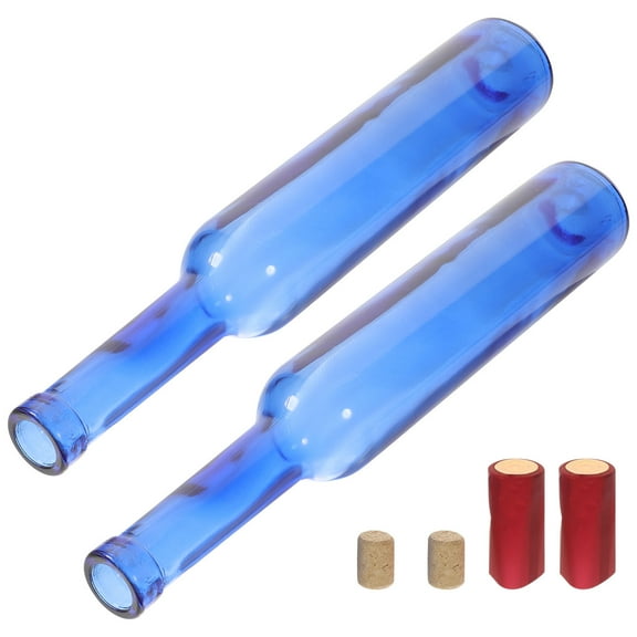 UNOMOR 2pcs Glass Wine Bottles Mini Wine Bottles Blue For Drinks Empty Glass For Decor