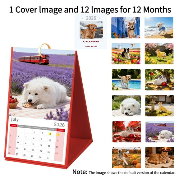 HaoXun Custom 2026 Photo Desk Calendar 6.7x3.9 inches Personalized with 13 Photos - Glossy Coated Card Stock Home Office Christmas Gift