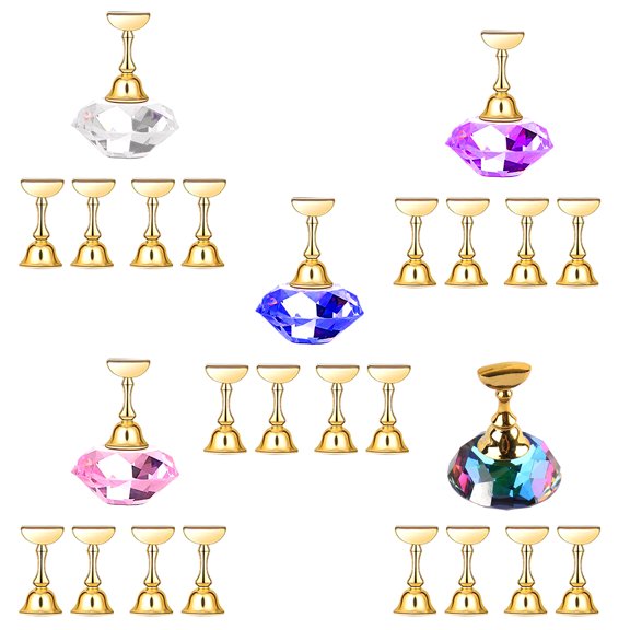 Visland Women Nail Holder, Acrylic Nail Display Practice Stand for Manicure (1 x Nail Base Holder 5 x Display Stands)