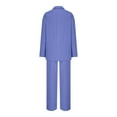 thumbnail image 6 of Dazajoo Women's 2024 2 Piece Blazer Set Open Front Long Sleeve Blazer and Straight Pants Fall Solid Color Business Office Suits Set,Blue,XL, 6 of 8