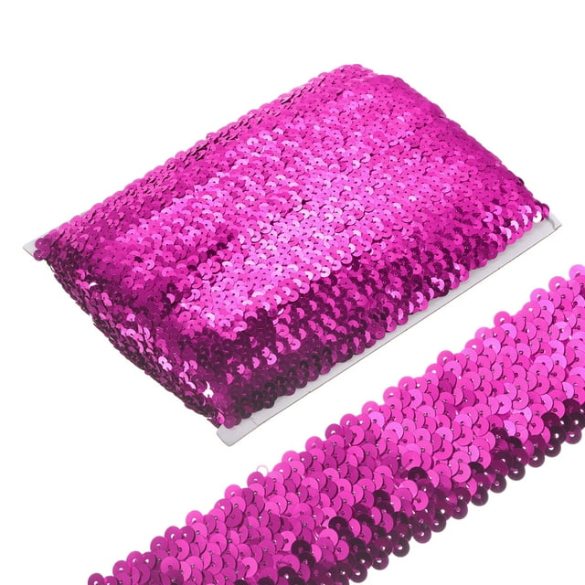 Unique Bargains Ruban Élastique à Sequins 10 Yards 1.8 Pouces, Rose