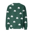 thumbnail image 4 of St. Patrick's Day Sweatshirt for Women Textured Quilted Fabric Clover Print Crewneck Long Sleeve Pullover Loose Fit Festive Clothes, 4 of 5