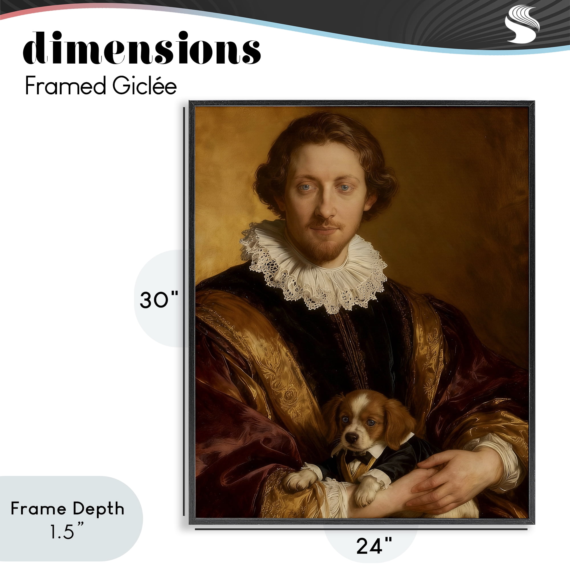 Stupell Industries Renaissance Noble with Loyal Companion Black Framed Giclee Art, design by CAD Designs