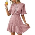 thumbnail image 3 of Txlixc Vestido de Manga Corta para Mujer, Patrón de Punto Hueco de Patchwork de Encaje Txlixc Moda, 3 of 5