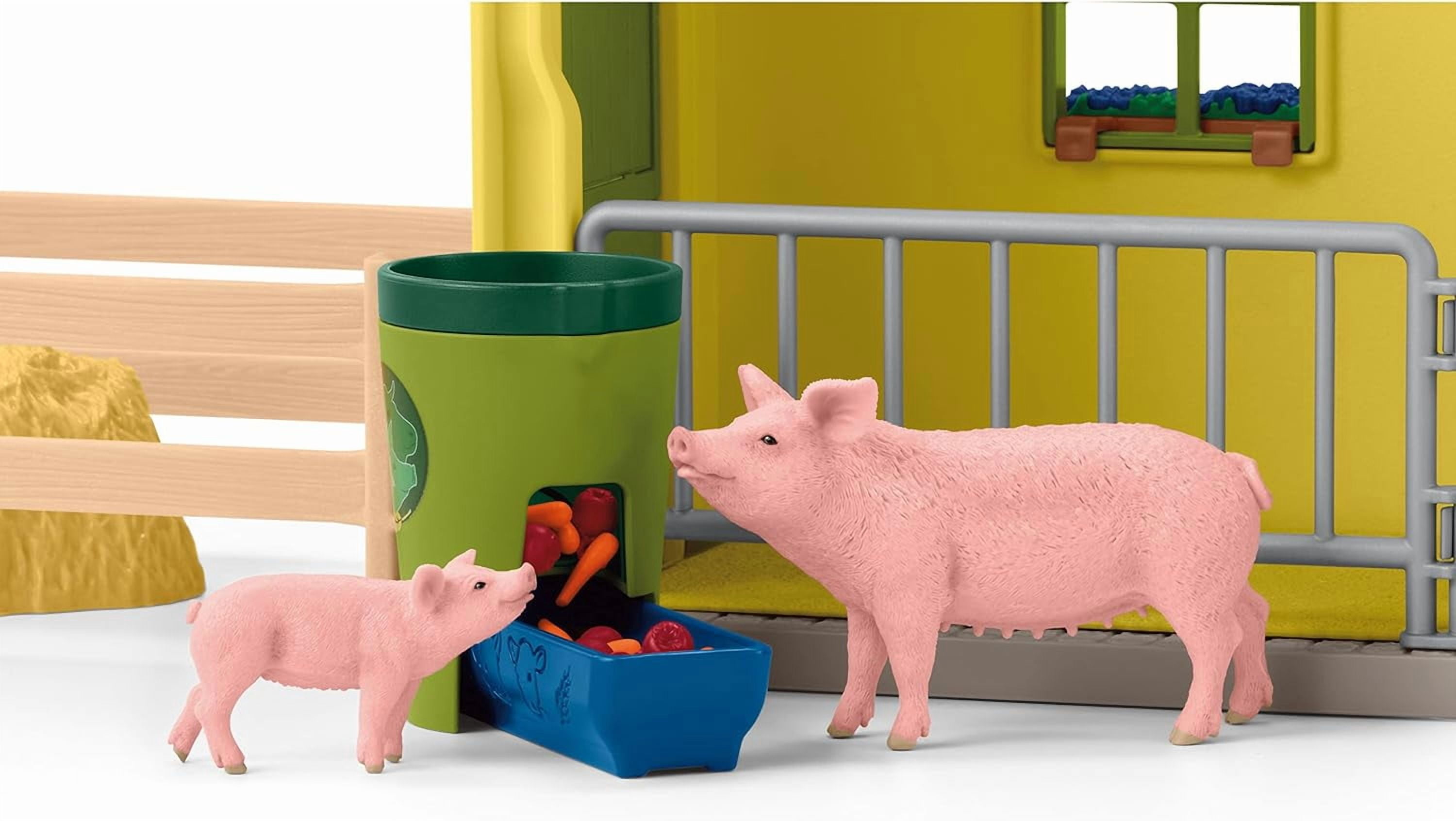 schleich Farm World - 92 PC Farm Animal Playset with Cow, Horse, Pig, Bull and Farm Accessories - Kids Modular Barn Toy for Ages 3+