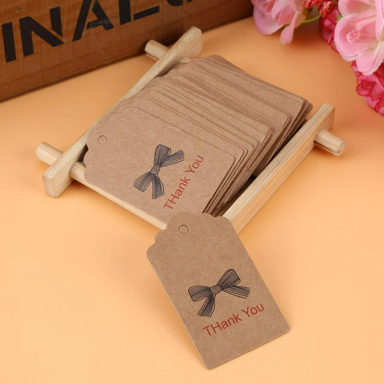 Agatige Homemade Craft Label,Jewelry Price Tags,100pcs Brown Handmade Hang  Label Wedding Favor Gift Dessert Tags Clothing Jewelry Price Tag 