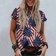 thumbnail image 2 of Tops de mujer Moda Casual Blusa suelta Bandera del Día de la Independencia Impresión de cuello redondo Camiseta Camisas Blusa Camiseta estampada Pompotops hfajkhk129857, 2 of 9