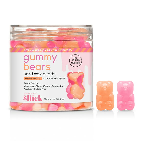 Sliick by Salon Perfect Gummy Bear Hard Wax Beads, at Home Waxing, For Face and Body, 8 oz