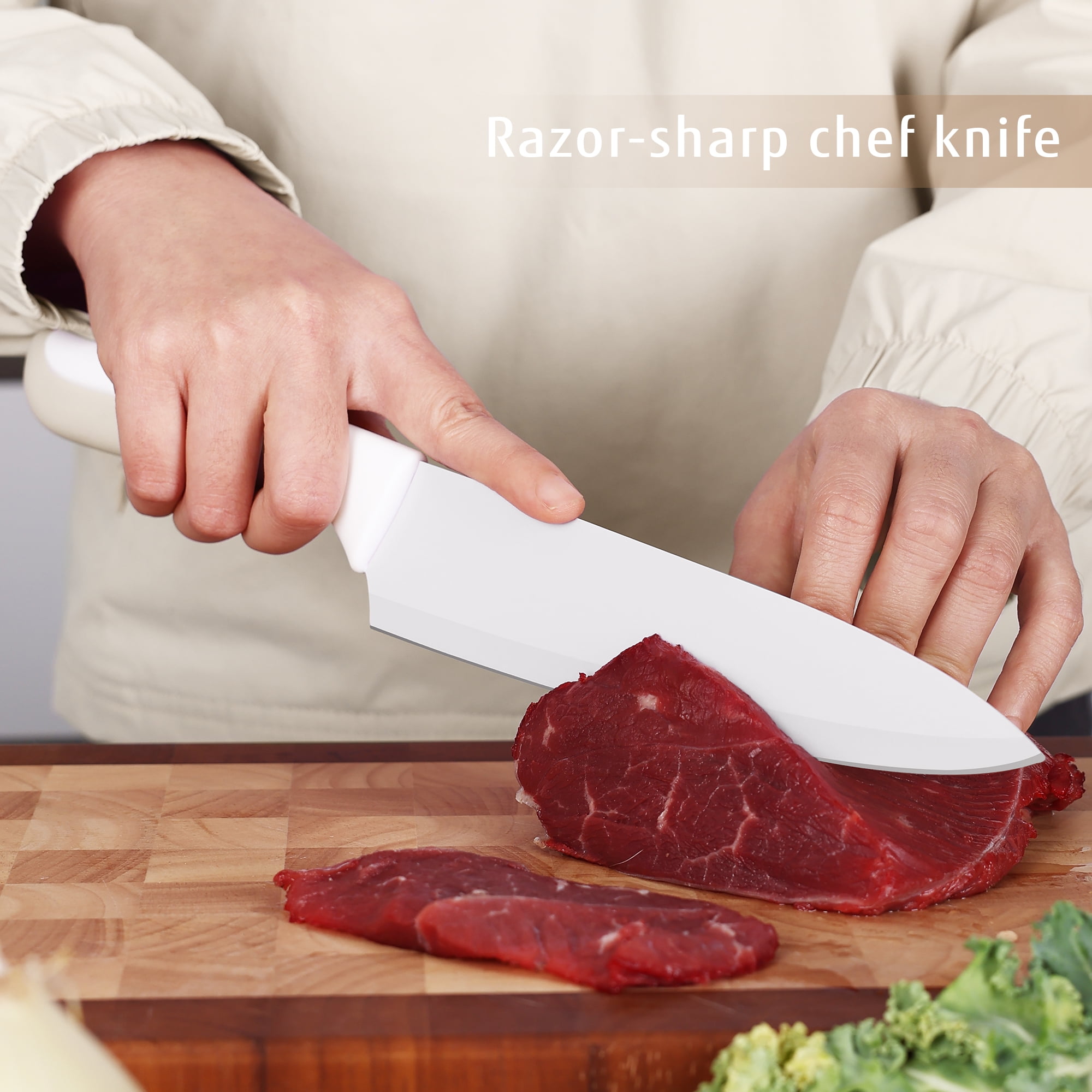 Hecef 15-Piece Knife Set with Premium Carbon Stainless Steel Dishwasher Safe Rustproof Sharp Blades