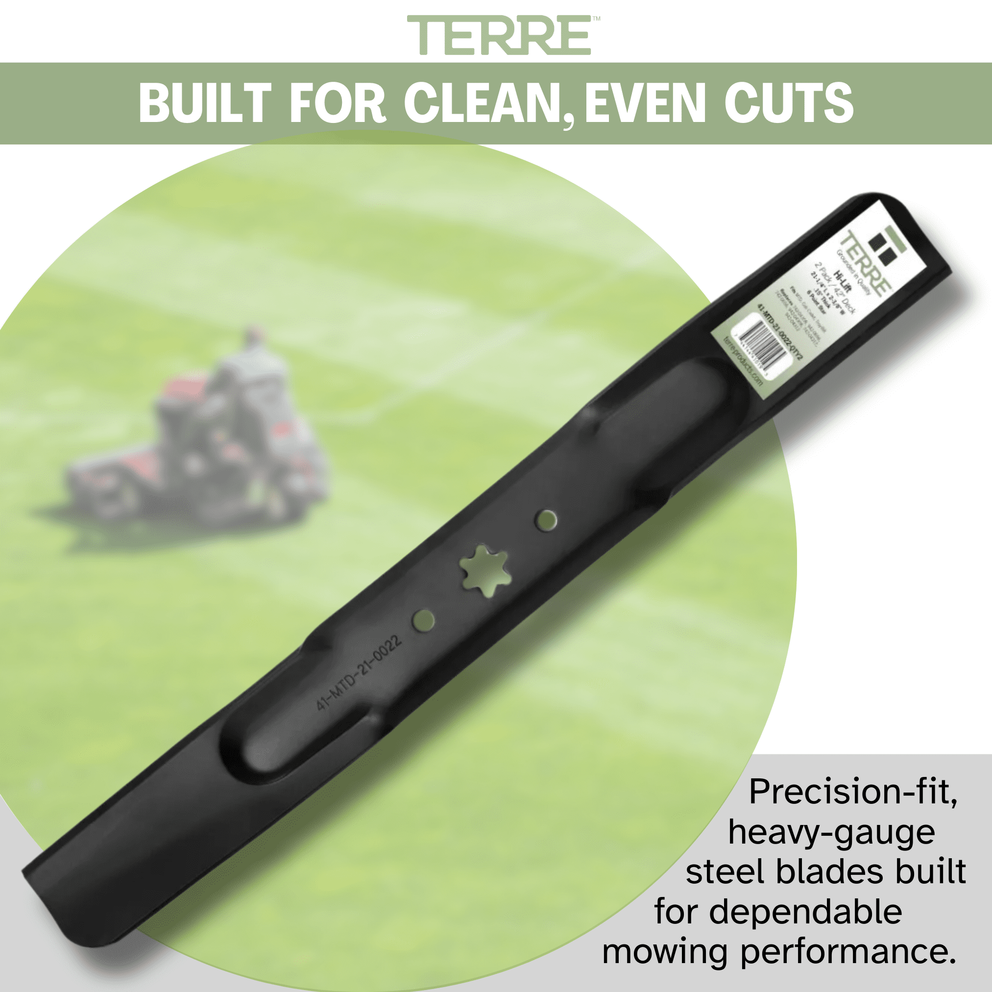 Terre High Lift Lawn Mower Blades, 42 Inch, for Cub Cadet, Troy Bilt, Craftsman
