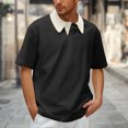 thumbnail image 2 of hoksml Men Plus Size T Shirt Top Big And Tall Polo Shirts Solid Color Collared Colour Blocking Collar Athletic Short Sleeve Casual Loose Tee Shirts, 2 of 6