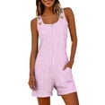 thumbnail image 3 of Sentmoon Short Overalls Women Sleeveless Sleeveless Rompers for Women Striped Print Button Down Regular Fit Women's Clothing Summer for Beach and Vacation S-2XL, 3 of 7