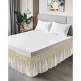 thumbnail image 4 of Weeping Flowers Wrap Around Bed Skirts for Queen Bed 16" Drop,Bed Skirt with Adjustable Elastic Belt Dust Ruffle Bed Valance for Bedroom Hotel Yellow Grey Spring Floral Rustic Burlap Bed Frame Cover, 4 of 7