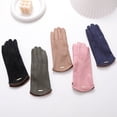 thumbnail image 3 of Guantes gruesos y cálidos de invierno para mujer, guantes abiertos para montar al aire libre, guantes de gamuza con forro polar a la moda, 3 of 5