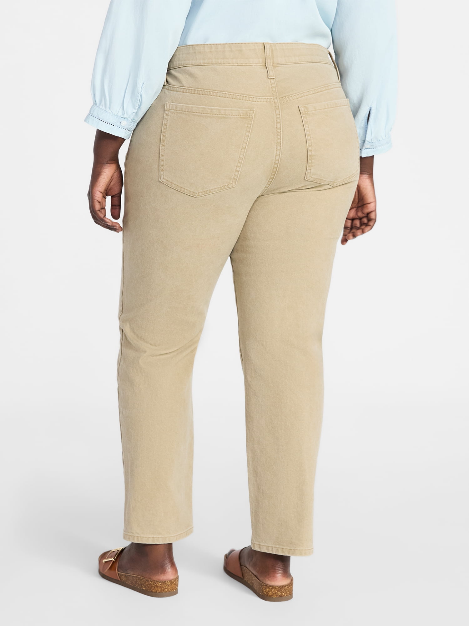 Terra & Sky Women's Plus Signature High Rise Straight Leg Jeans with Control Panel, Sizes 16W-28W
