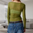 thumbnail image 3 of Top transparente de malla para mujer Top de encaje con cuello redondo Tops cómodos para salir, 3 of 6