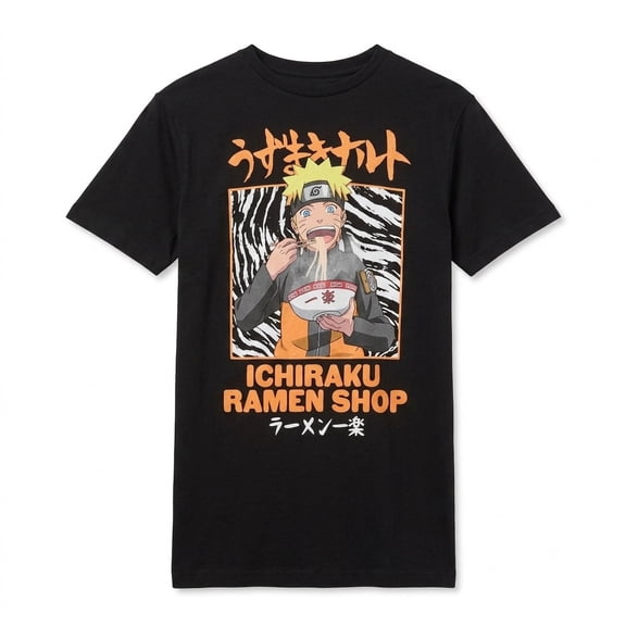Naruto Shippuden Ichiraku Ramen Men's Graphic T-Shirt, Black, Size XL