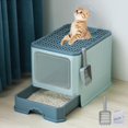thumbnail image 1 of Largo Arenero/Inodoro para Gato con Pala,Removibles Plegable Arenero Cerrado 50*40*40cm,Caja de Arena para Mascotas(peso<13KG) con Puerta Superior&amp;Puerta Lateral Móvil de dos Direcciones,Desodorizante, 1 of 7