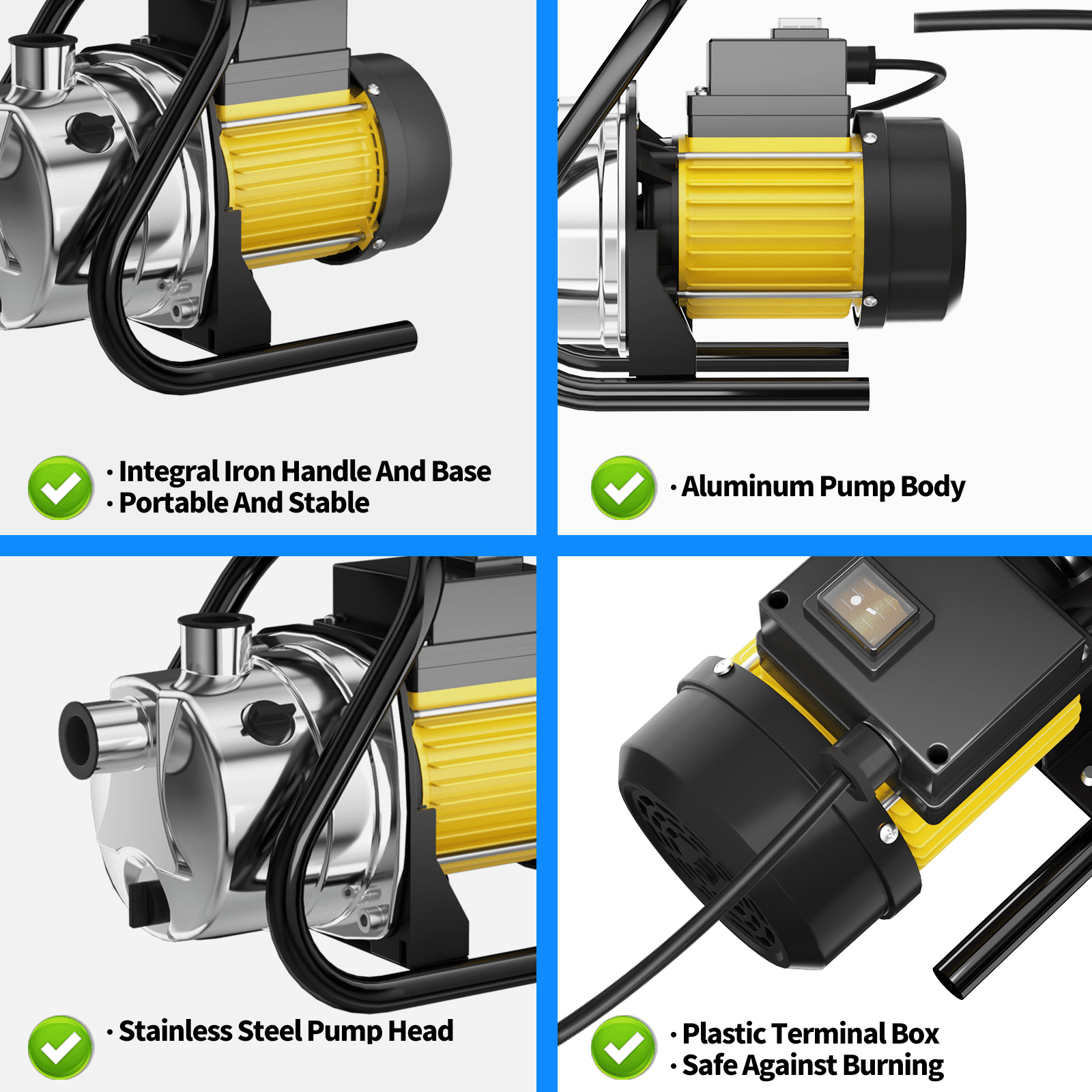 Electric Water Transfer Pump 110V Garden Booster 1.6HP 1600GPH for Shallow Well, Pools, Irrigation, Lawn Sprinkler System