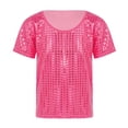thumbnail image 3 of renvena Kids Boys Girls Sparkly Jazz Dance Shirt Athletic Tank Tops Shiny Sequin Dancewear Hot Pink 2-6, 3 of 7