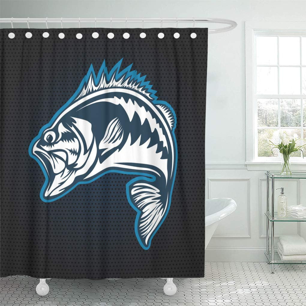 Yusdecor Vintage Fishing Bass Fish With Rod Club Emblem White Aquatic Black Camping Bathroom Decor Bath Shower Curtain 66x72 Inch Walmart Canada