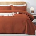 thumbnail image 2 of Flymme Bedspreads for Queen Size Bed,3 Piece Burnt Orange Ultrasonic Embossed Thin Quilt Set, Lightweight Microfiber Coverlet Boho Bedding Sets for Bedroom Guest Room Decor, 2 of 6