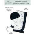 thumbnail image 3 of Honest Baby Clothing Organic Cotton Boy/Girl 2-Piece Stroller Blanket and Beanie Hat Gift Set, Navy, 3 of 7