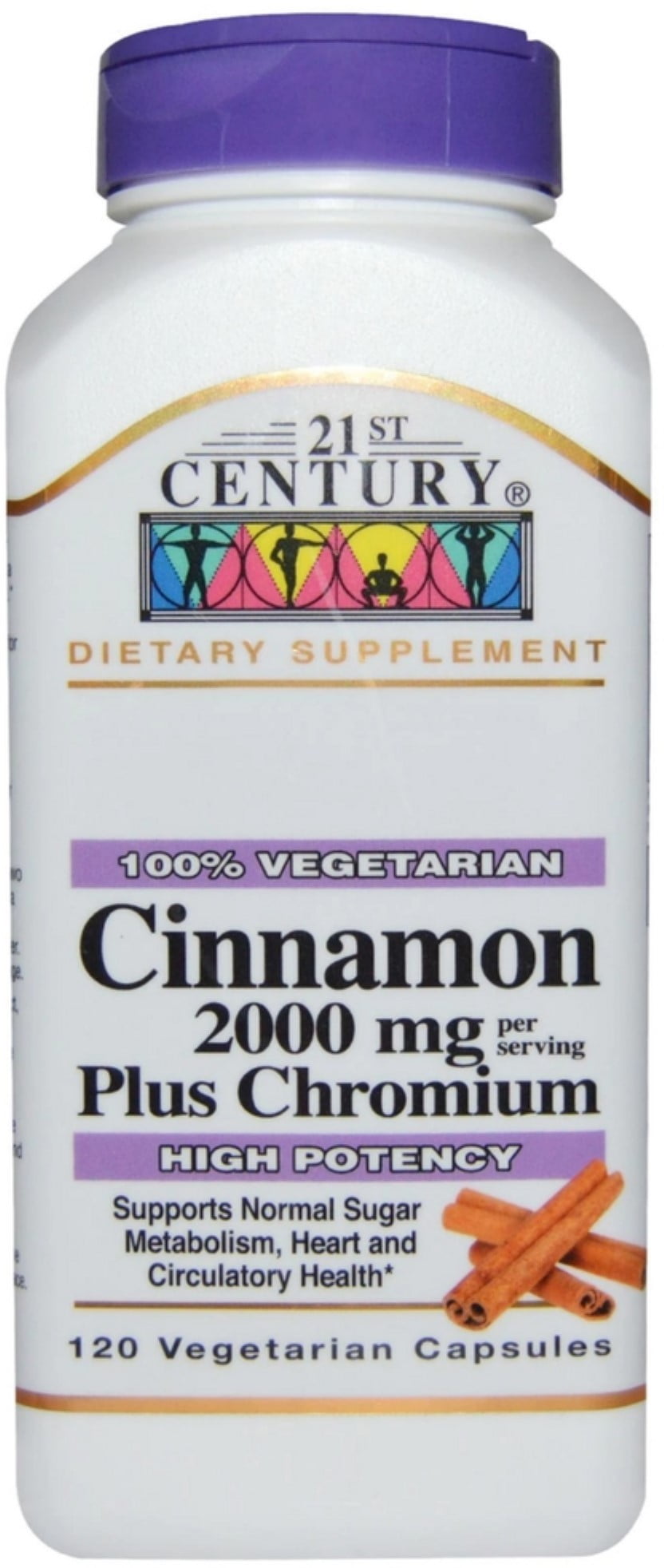 21st Century Cinnamon Plus Chromium 2000mg Capsules, 120 Ct