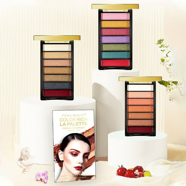Ganfancp Bandeja de Sombra de Ojos de Color, Mate de Color Perla, Resalte La Sombra de Ojos y Bandeja de Lápiz Labial Rebajas Flash Deals 1*Paleta de Sombras de Ojos y Pintalabios