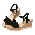 thumbnail image 6 of Viluyesy Womens Espadrilles Sandals, Ruffled Ankle Strap Open Toe Summer Elegant Wedge Shoes Black, 6 of 9