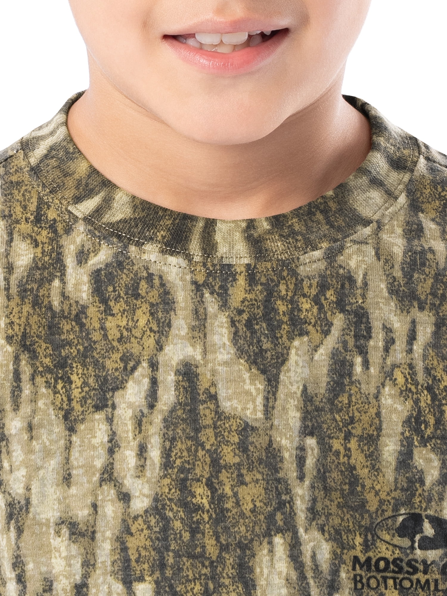 Mossy Oak Youth Long Sleeve Hunting T-Shirt, Bottomland Camouflage, Sizes XS-XL
