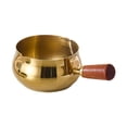 thumbnail image 1 of Copa de de acero inoxidable taza de condición multipropósito reutilizable taza de medición de cacerola con mango de madera para servir cocinar Oro, 1 of 8
