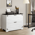 thumbnail image 2 of RichYa 2 Drawer Lateral File Cabinet, Large Wood Filing Cabinet for Home Office, Fits A4/Letter Size Files, Farmhouse White, 2 of 9