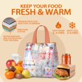 thumbnail image 5 of Pioneer Flower Floral Print Pattern Insulated Lunch Bag for Women & Adults,Large Portable Soft Cooler Lunch Bag,Thermal Food Storage Tote with Pearl Cotton,8.66L,8.75x5.75x9.5 Inch, 5 of 6