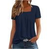 thumbnail image 6 of Posijego Women's Square Neck Tunic Tops Summer Casual Loose Short Sleeve Eyelet Blouses Pleated Loose Shirts for Women, 6 of 6
