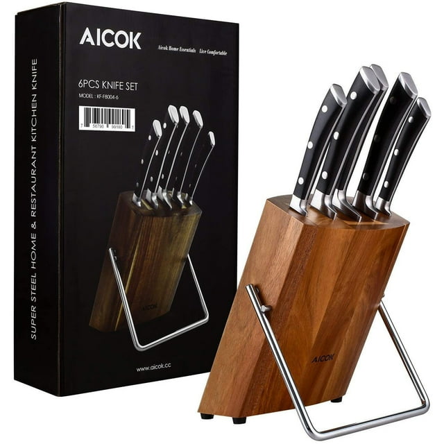 Juego de cuchillos de cocina Aicok 6 Pzas de Acero Inox con Bloque Aicok SC8004