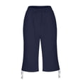thumbnail image 6 of Tnhcen Women's Plus Size 4XL-5XL Cotton Linen Capri Pants Drawstring Waist Casual Seven-Eighth Pants Pre-Shrunk Breathable Summer Lounge Pants, 6 of 7